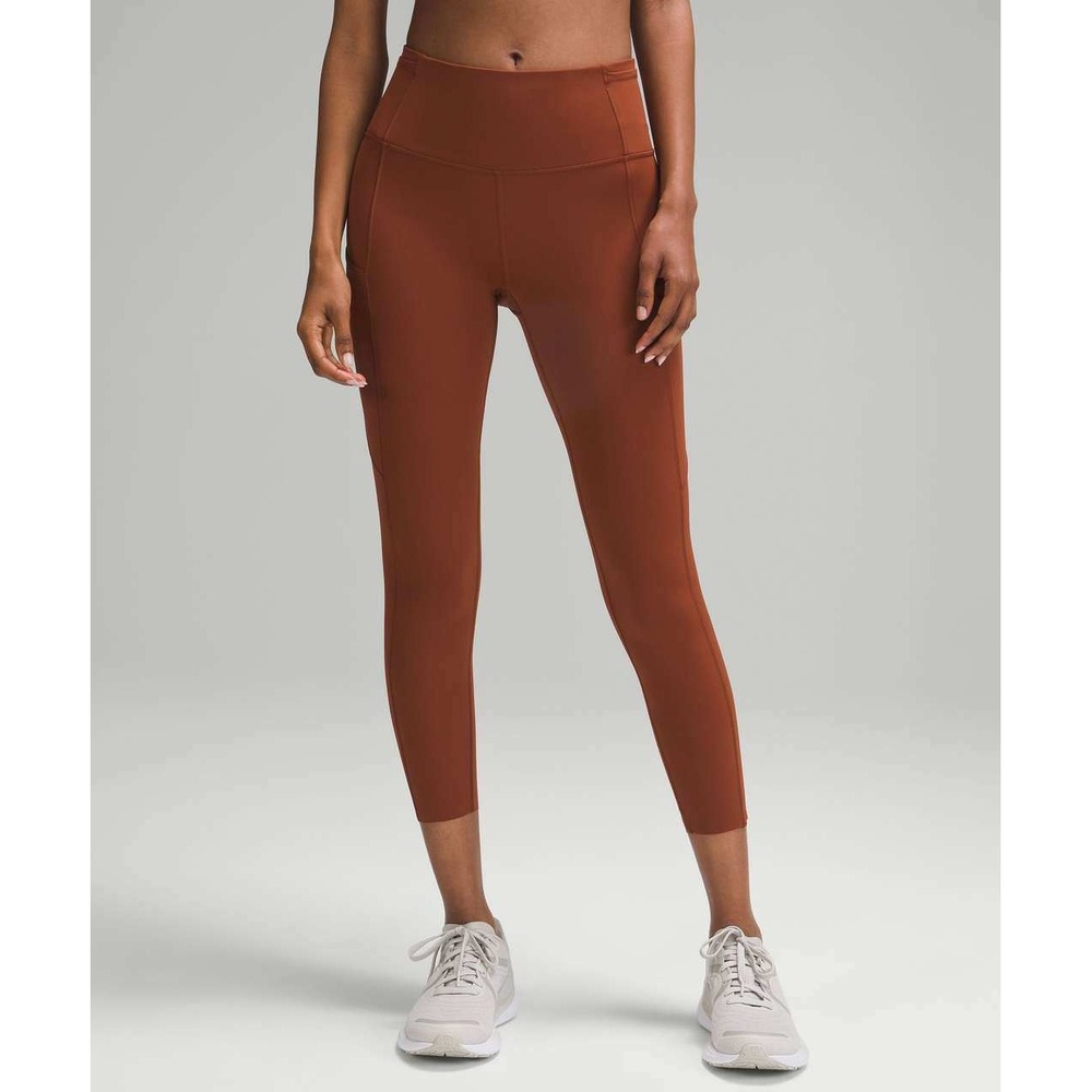 Lululemon Fast and Free High-Rise Crop 23" Size 6 Leggings Dark Terracotta